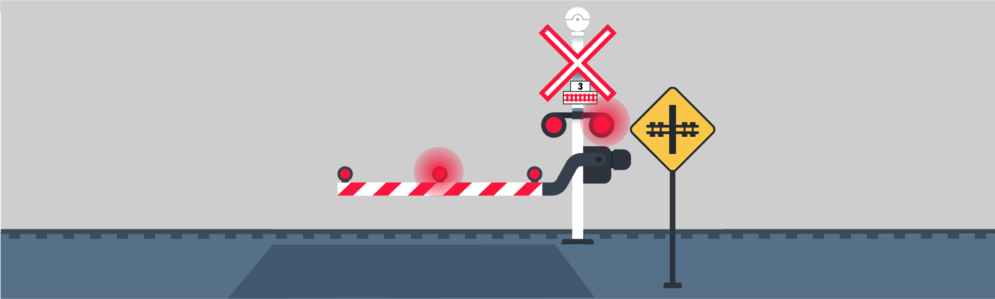 Stopping - What sign indicates railway crossings on public roads in Ontario?