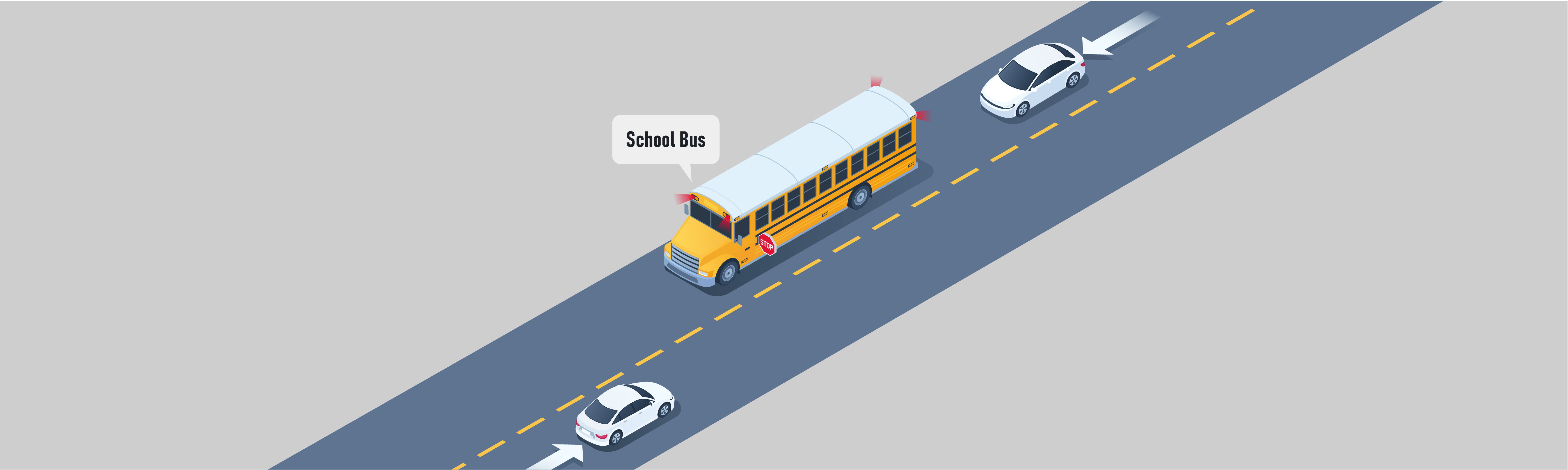 Stopping - Which lanes must stop for a school bus on a two-lane undivided highway?