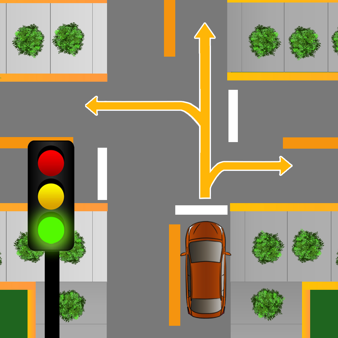 nunavut car - What three things does a flashing green light at an intersection where you are permitted to turn both left and right mean?