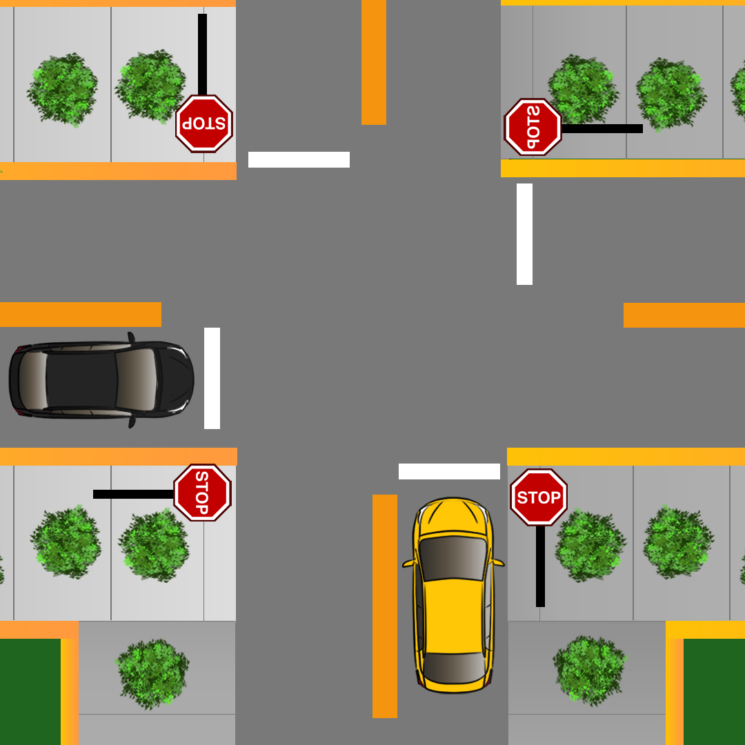 Test 2 - Which vehicle gets the right-of-way at a four-way stop?