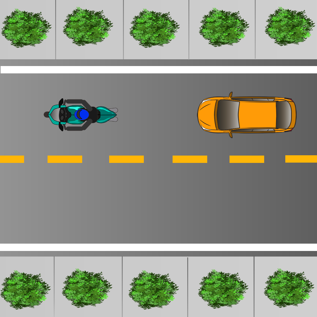 Test 2 - What should happen to your following distance when you are following a motorcycle instead of a car?