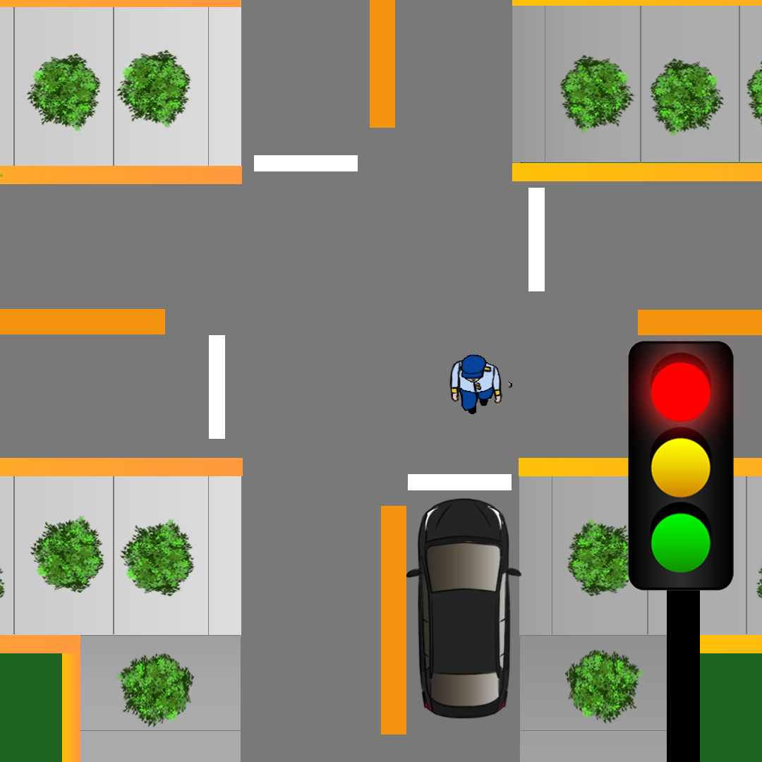 Test 2 - If you are driving up to a red traffic light but a policeman is motioning you to drive through, what should you do?