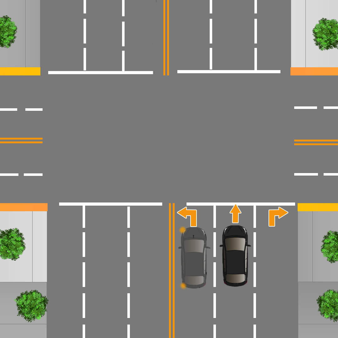 Test 3 - What should you do if you are unable to get into the turning lane at an intersection?