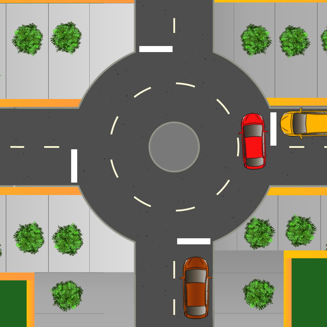 Test 4 - While driving in a roundabout, who has the right-of-way?