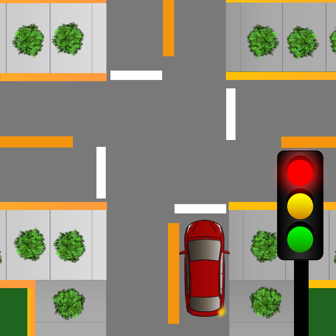 Test 2 - If you are at a red light where you can make a right turn on red, what must you do prior to turning?