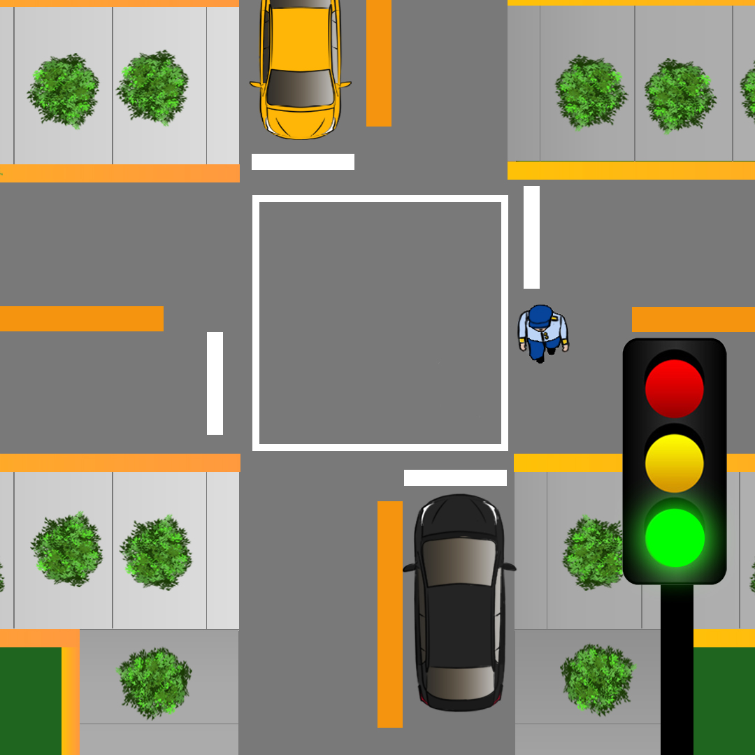 Test 5 - If you are at a red light and a pedestrian is still crossing when the light turns green, who has the right-of-way?