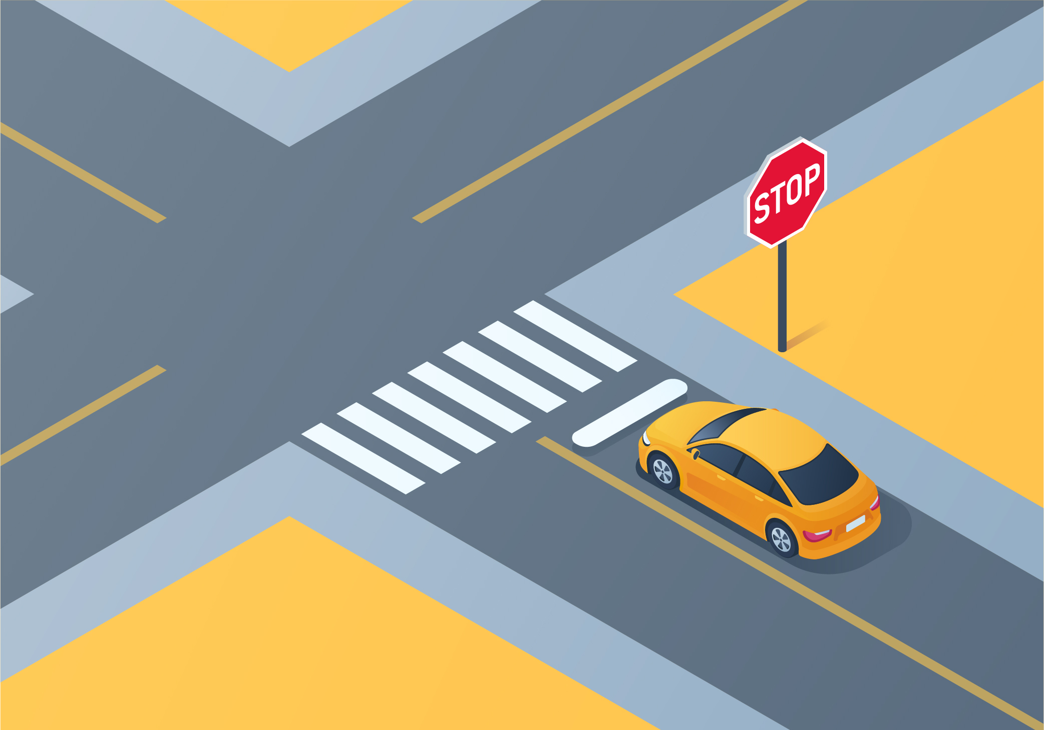 Driving Test Canada - Car Intersections - Where should you stop your vehicle at a marked crosswalk without a stop line?