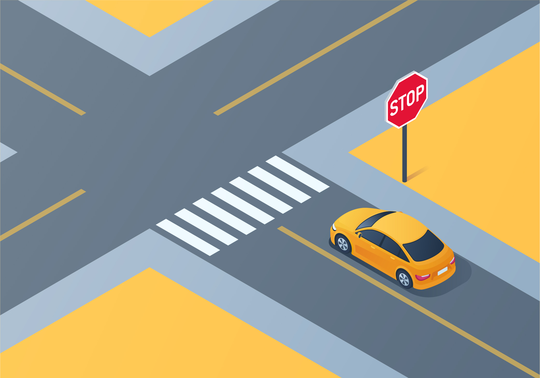 Intersections - Where should you bring your vehicle to a stop at a marked crosswalk with a stop line?