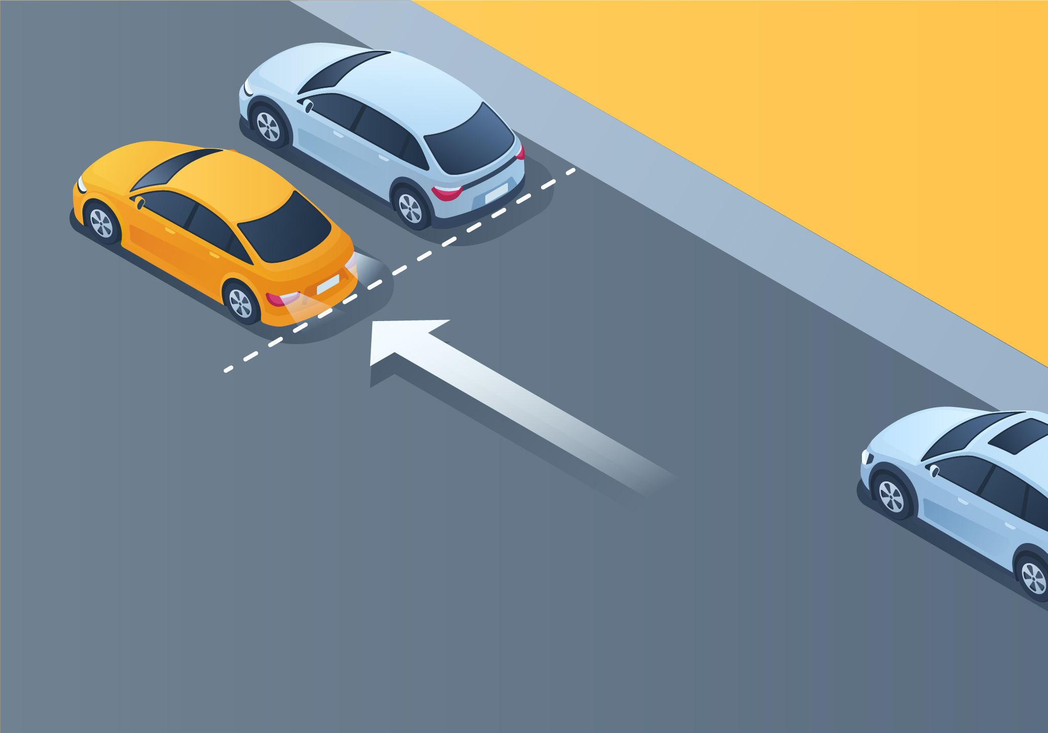 Parking - How should you position your vehicle before moving into the parallel parking space behind the parked vehicle?