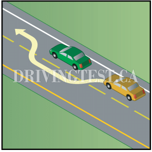 Test 3 - What is indicated by a broken line to the left of the lane you are in?