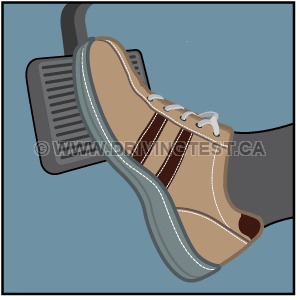 Test 1 - Where should your foot be located while using the accelerator?