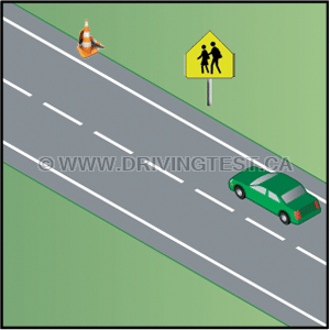 Test 3 - What is the maximum speed in a school zone where the normal speed limit would be less than 80 km/h?