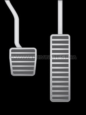 Driving Test Canada - Car Test 3 - Which foot should be used to operate the gas or brake pedal?