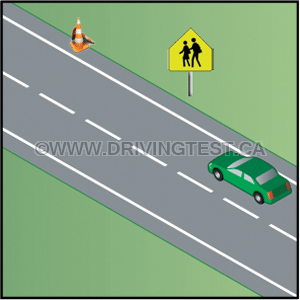 Test 2 - When is the speed limit in a school zone 50 km/h?