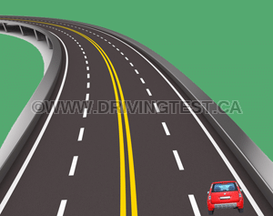 Test 2 - Where in the road should you try to stay if you're driving left on a curve?