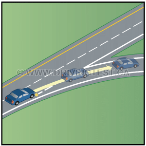 Test 4 - When should you start to decelerate while leaving a highway?