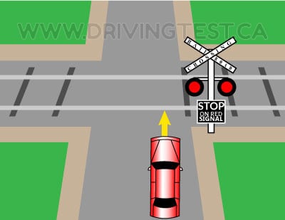 new-brunswick car - What is the minimum distance away from a railroad crossing you must stop if you see it flashing or there's a train approaching?