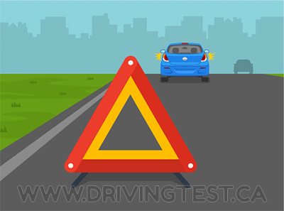 manitoba car - At what distance in front of and behind your vehicle should you place flares or reflective signs to warn oncoming traffic that your vehicle is disabled?