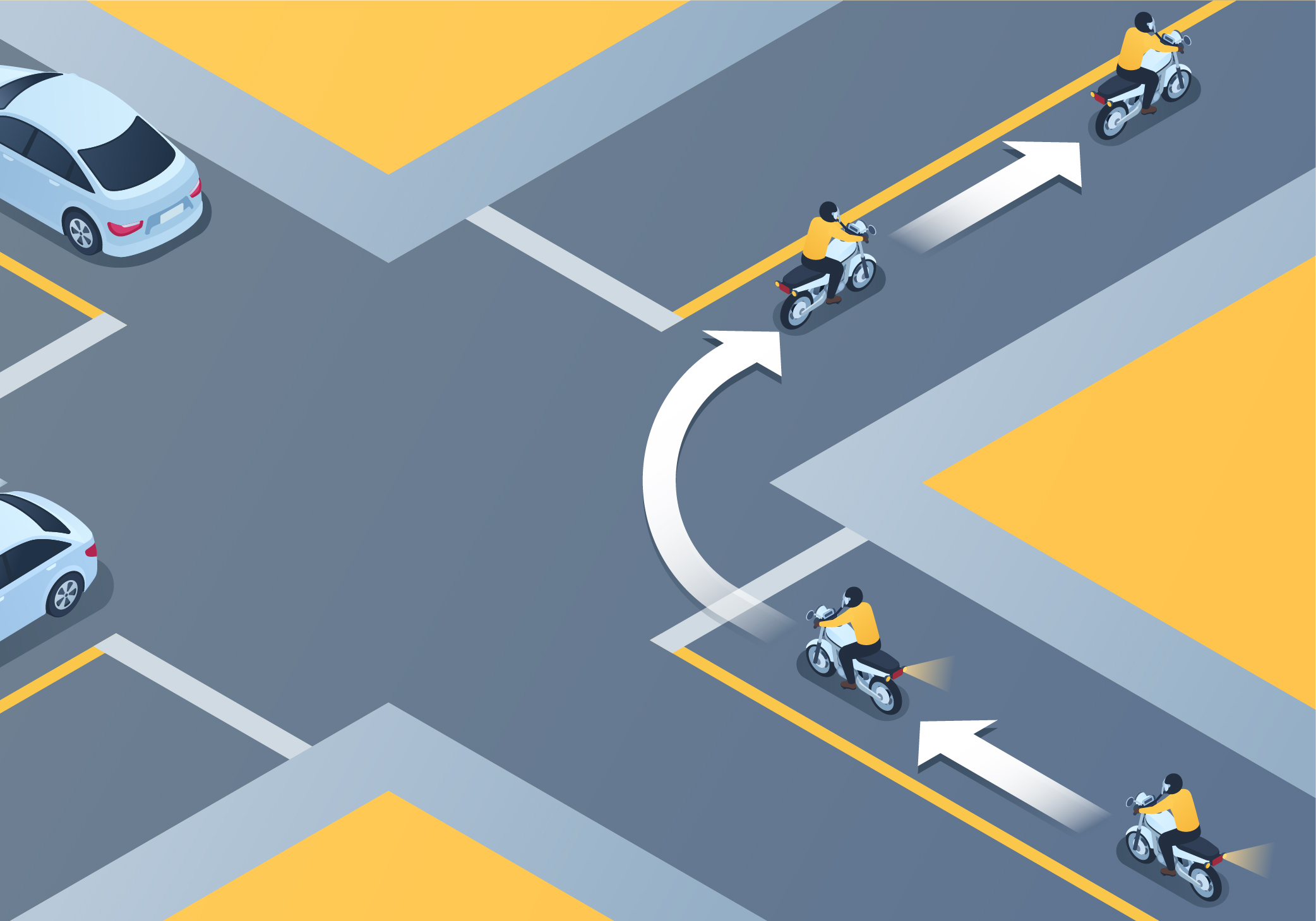 Keeping Control - How should you approach an intersection where the curb lane remains the same?